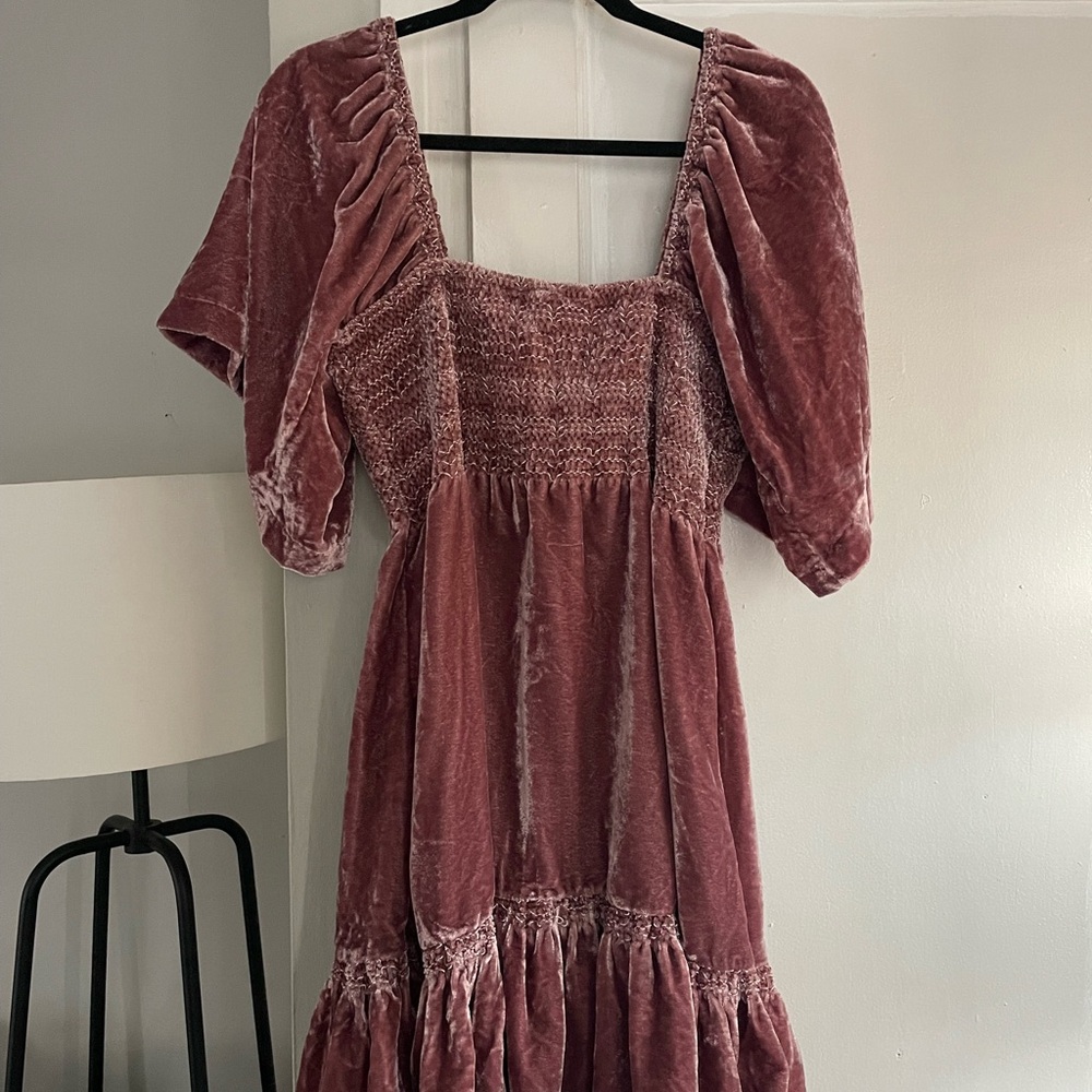 Free People Pink Velvet Dress